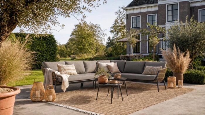 Coco Nathan/Enchante 60/40 cm hoek loungeset 6-delig – Taupe-naturel-bruin