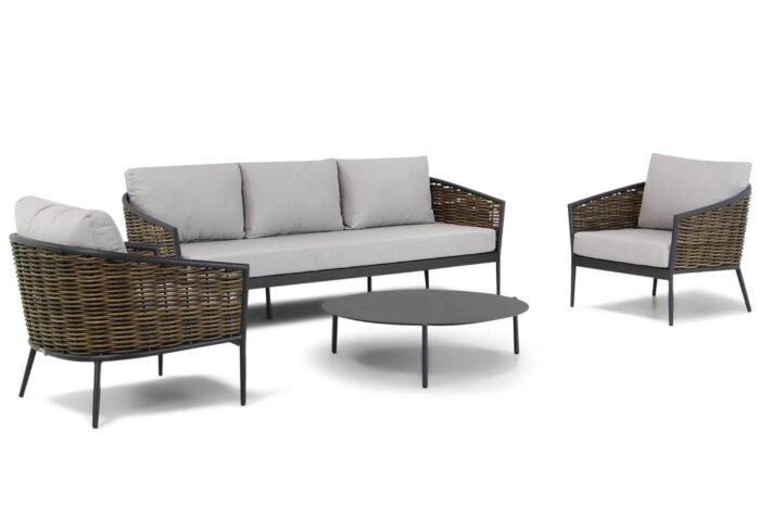 Coco Palm/Pacific 100 cm stoel-bank loungeset 4-delig – Grijs-antraciet