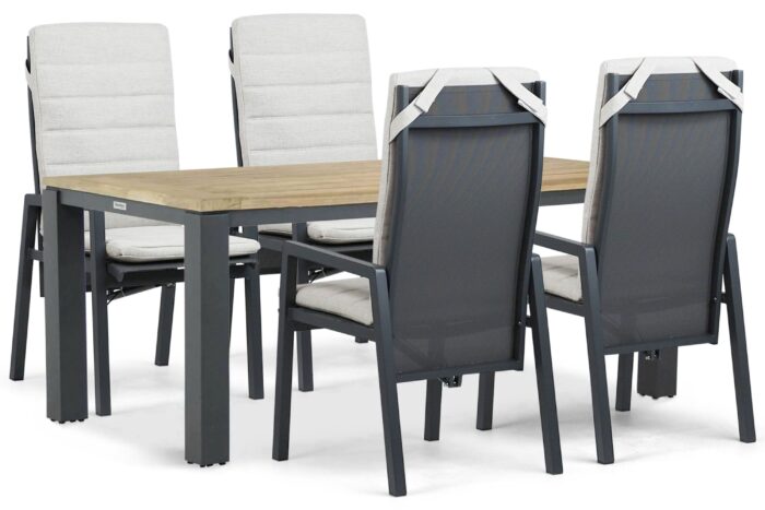 Lifestyle Garden Furniture Vivaro/Veneto 180×90 cm dining tuinset 5-delig – Grijs-antraciet