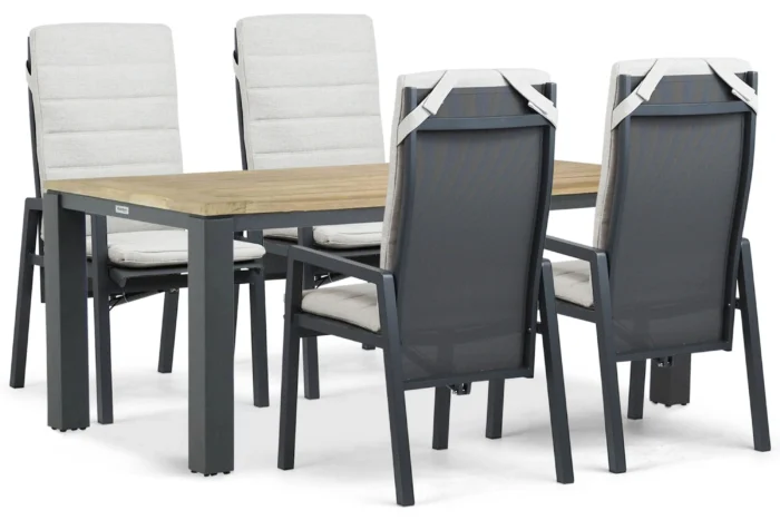 Lifestyle Garden Furniture Vivaro/Veneto 180x90 cm dining tuinset 5-delig - Grijs-antraciet