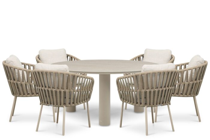 Coco Elara/Trino 158 cm dining tuinset 7-delig – Zand/Beige