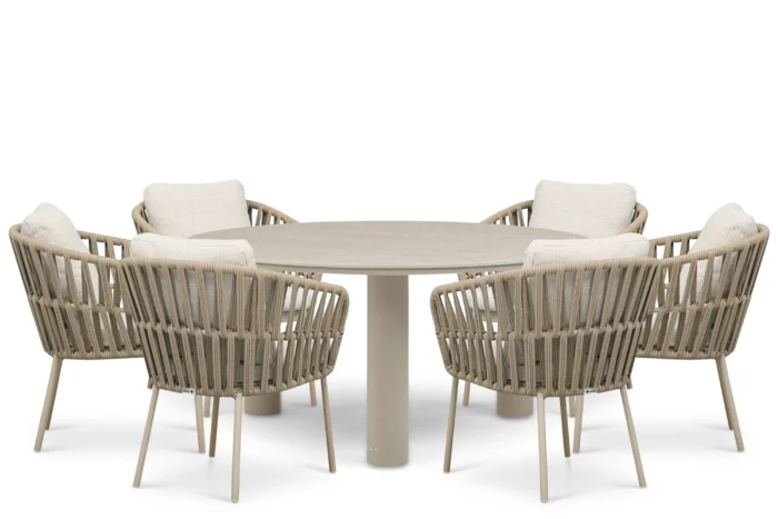 Coco Elara/Trino 158 cm dining tuinset 7-delig - Zand/Beige