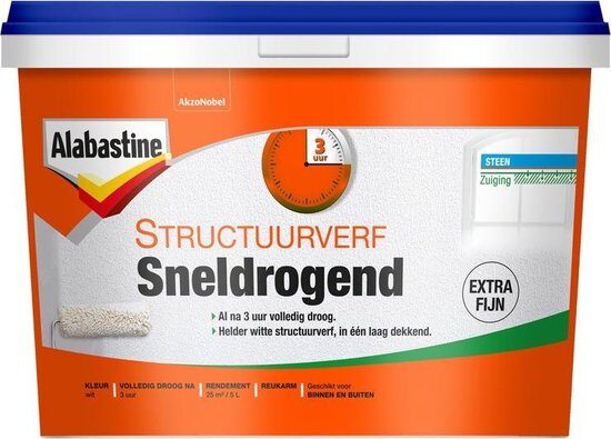 Alabastine Structuurverf Sneldr Fijn Wit 5L