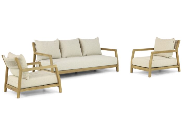 Santika Furniture Suka stoel-bank loungeset 3-delig – Old teak greywash