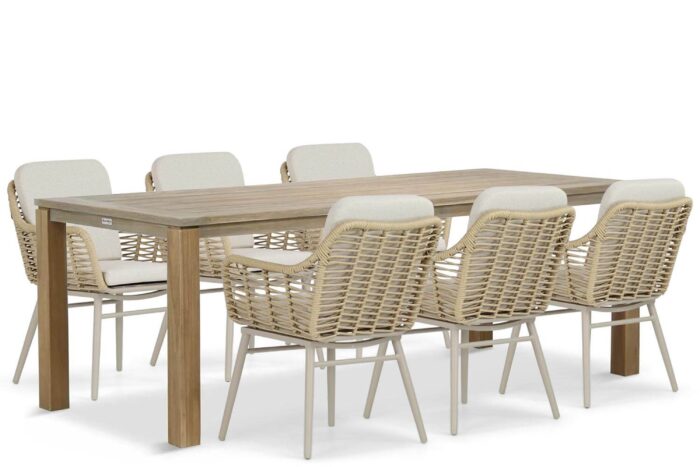 Coco Antoni/Bristol 220 cm dining tuinset 7-delig – Taupe-naturel-bruin