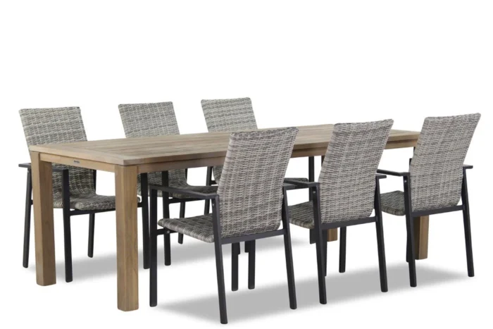 Lifestyle Garden Furniture Upton/Bristol 220 cm dining tuinset 7-delig stapelbaar - Grijs-antraciet