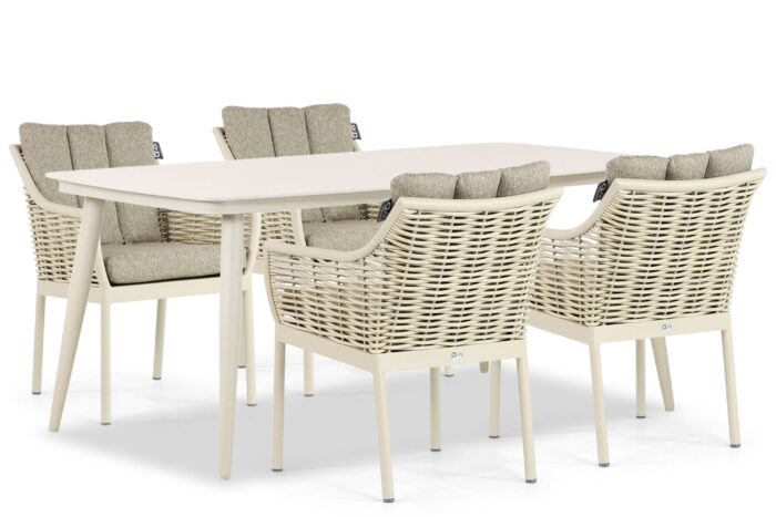 Apple Bee Milou/Vienna 180 cm dining tuinset 5-delig – Taupe-naturel-bruin