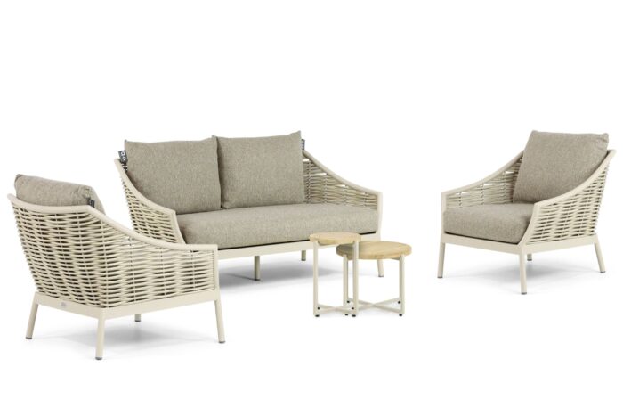 Apple Bee Milou stoel-bank loungeset 5-delig – Taupe-naturel-bruin