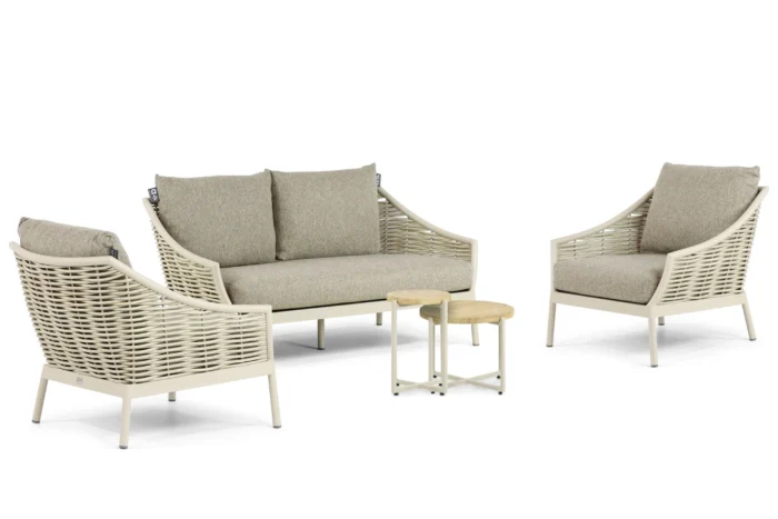 Apple Bee Milou stoel-bank loungeset 5-delig - Taupe-naturel-bruin