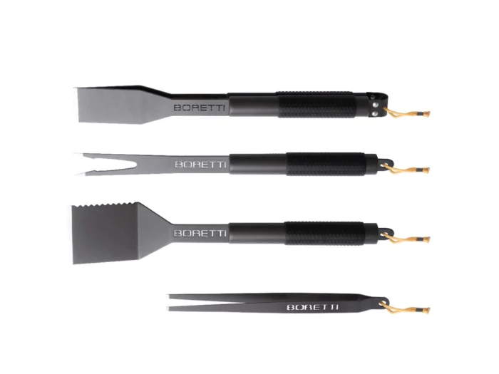 Boretti + 15% kassakorting | barbecue grill gereedsschapsset 4-delig (tang, spatel, vork, pincet) - Grijs