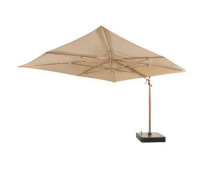 4so Finca zweefparasol zand met houtlook frame 400 x 300 cm – beige;hout
