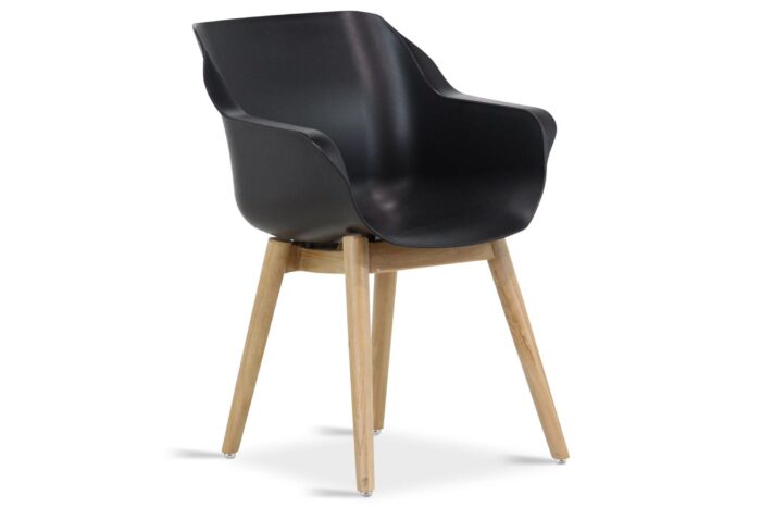 Hartman Sophie dining tuinstoel met teakpoot – Zwart