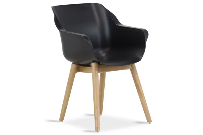 Hartman Sophie dining tuinstoel met teakpoot - Zwart