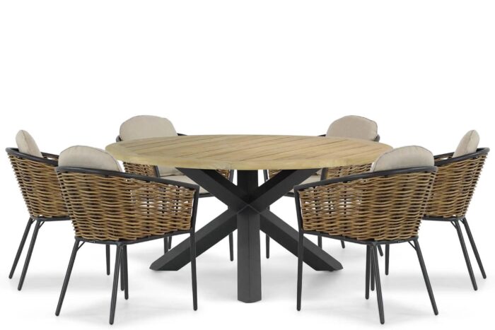 Lifestyle Garden Furniture Nice/Rockville 160 cm dining tuinset 7-delig – Grijs-antraciet