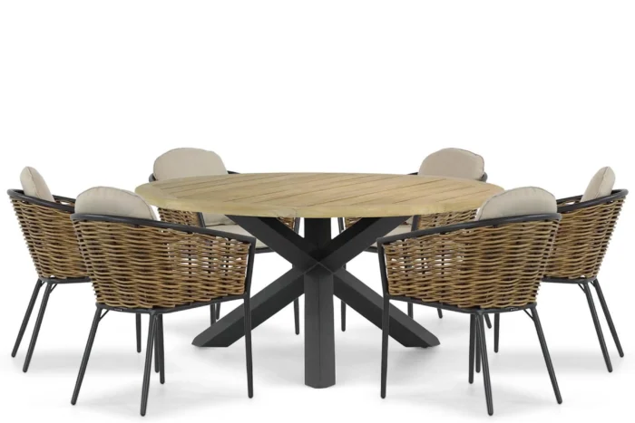 Lifestyle Garden Furniture Nice/Rockville 160 cm dining tuinset 7-delig - Grijs-antraciet