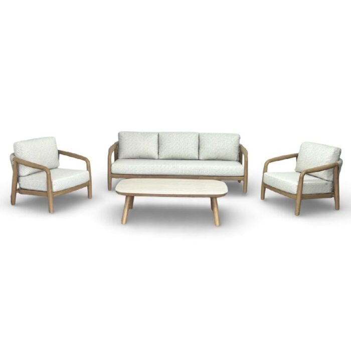 BUITEN living Serenza stoel-bank loungeset | touw + aluminium | beige | 4-delig