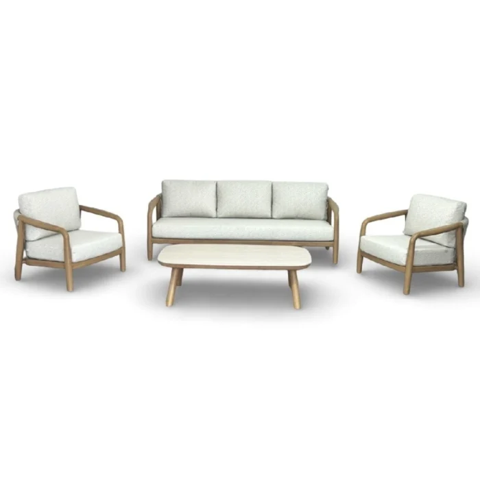 BUITEN living Serenza stoel-bank loungeset | touw + aluminium | beige | 4-delig