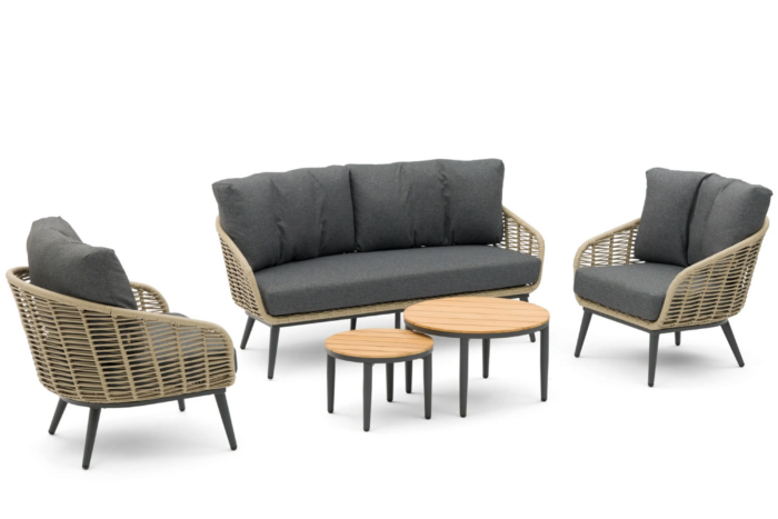 Coco Vinci/Toscane stoel-bank loungeset 5-delig – Grijs-antraciet