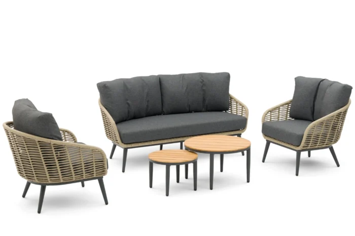 Coco Vinci/Toscane stoel-bank loungeset 5-delig - Grijs-antraciet
