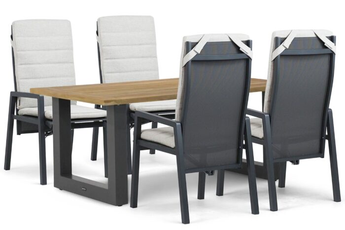 Lifestyle Garden Furniture Vivaro/Cardiff 180×100 cm dining tuinset 5-delig – Grijs-antraciet