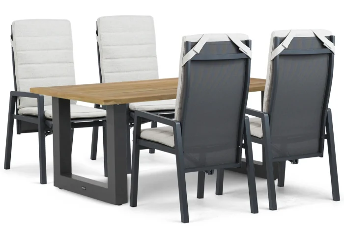 Lifestyle Garden Furniture Vivaro/Cardiff 180x100 cm dining tuinset 5-delig - Grijs-antraciet