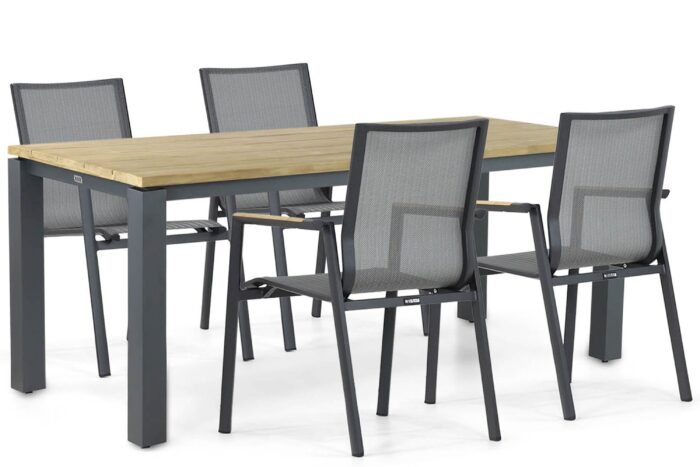Lifestyle Garden Furniture Fiora/Riviera 180 cm dining tuinset 5-delig – Grijs-antraciet