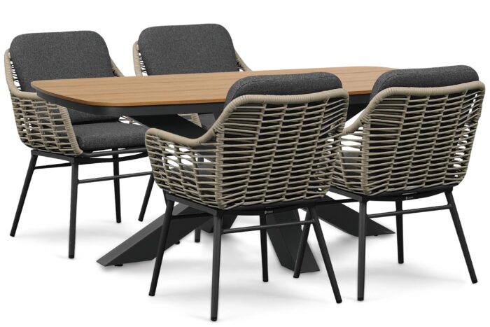 Coco Antoni/Camila 180×100 cm dining tuinset 5-delig – Grijs-antraciet