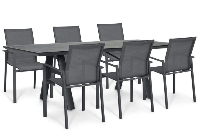 Lifestyle Garden Furniture Timo/Monza 230×100 cm dining tuinset 7-delig – Grijs-antraciet