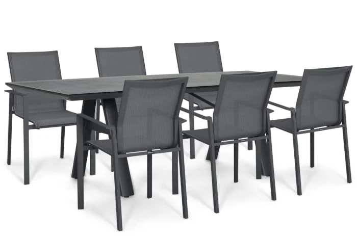 Lifestyle Garden Furniture Timo/Monza 230x100 cm dining tuinset 7-delig - Grijs-antraciet