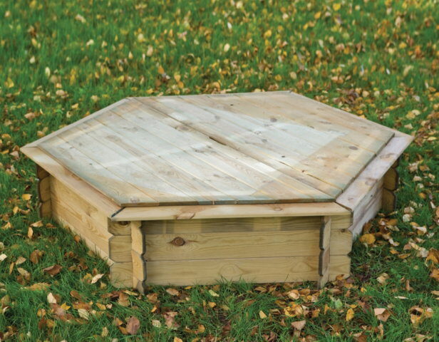 Tuindeco Zandbak Zeskant met deksel L175xB175xH30cm