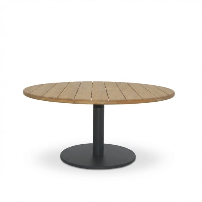 LUX outdoor living Salora low dining tuintafel 6 personen | teak + aluminium | antraciet | 150cm rond