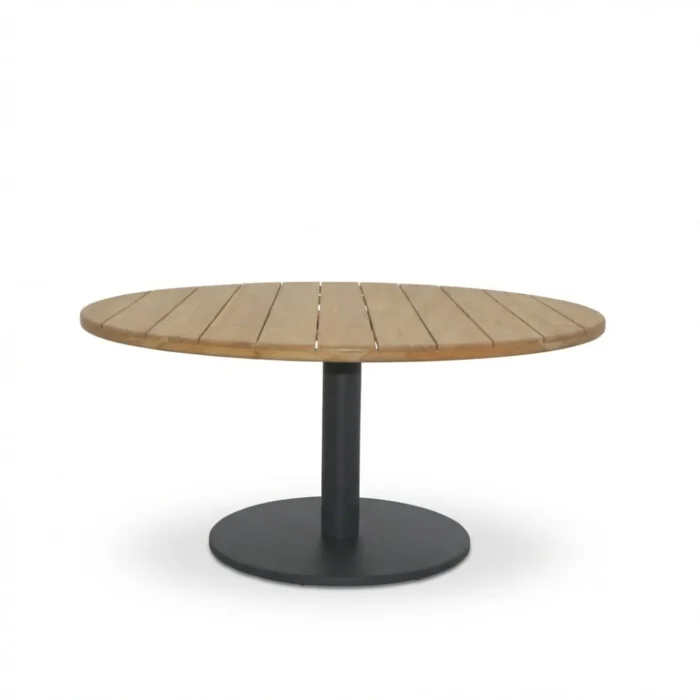 LUX outdoor living Salora low dining tuintafel 6 personen | teak + aluminium | antraciet | 150cm rond