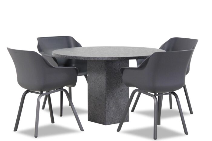 Hartman Sophie element/Graniet rond 120 cm dining tuinset 5-delig – Grijs-antraciet