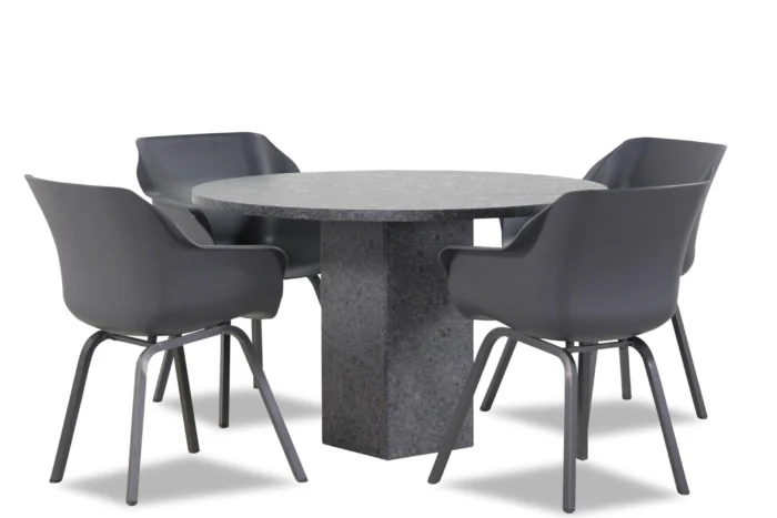 Hartman Sophie element/Graniet rond 120 cm dining tuinset 5-delig - Grijs-antraciet