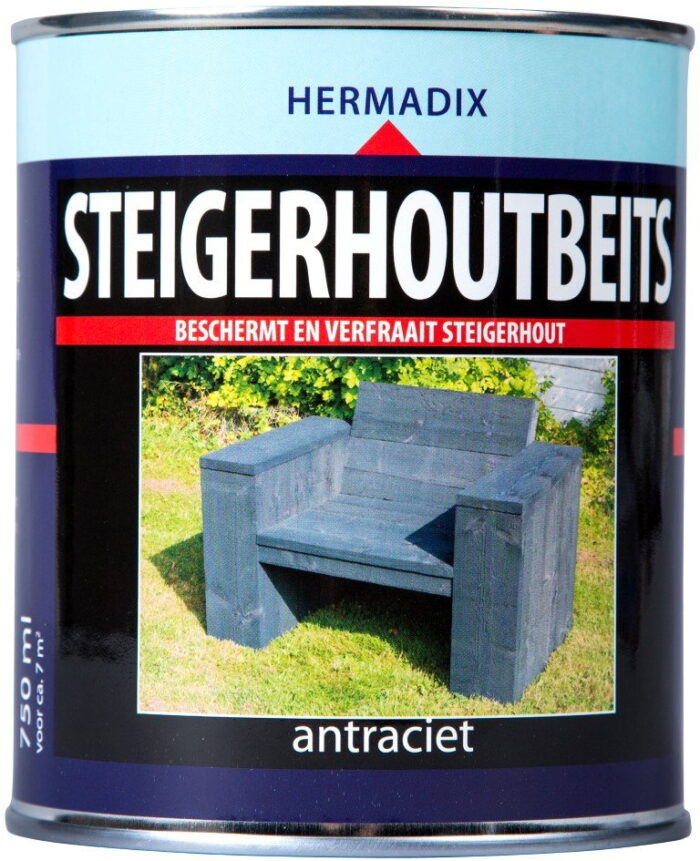Hermadix Beits steigerhout antraciet 750 ml – zwart