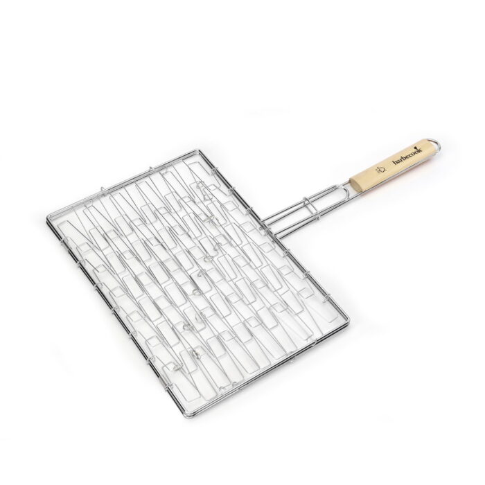 Barbecook Elastische grill uit chroom en hout 40×28 cm FSC 100% – bruin;wit