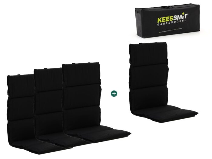 Kees Smit Collectie Madison Fiber hoog tuinkussen set van 4 Laagste prijsgarantie! – Zwart