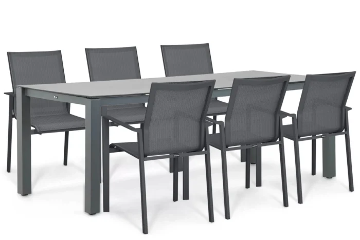 Lifestyle Garden Furniture Timo/Yoko 220x90 cm dining tuinset 7-delig - Grijs-antraciet