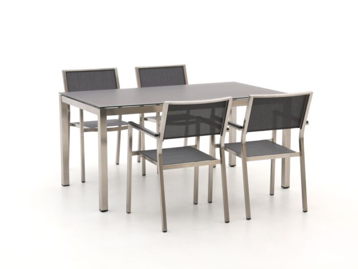 Bernstein Furniture Bernstein Freiburg 160cm dining tuinset 5-delig stapelbaar Laagste prijsgarantie! – Grijs