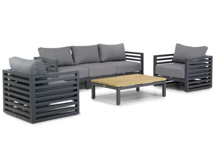 Santika Furniture Jaya/Riviera stoel-bank loungeset 6-delig – Grijs-antraciet