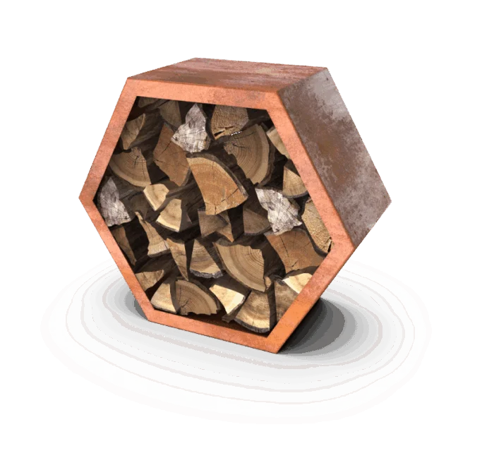 Geroba Honni Houtopslag Cortenstaal - hout