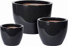 Mcollections Bloempot Glazed klein zwart Glazuur 1 stuk