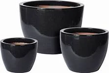 Mcollections Bloempot Glazed klein zwart Glazuur 1 stuk