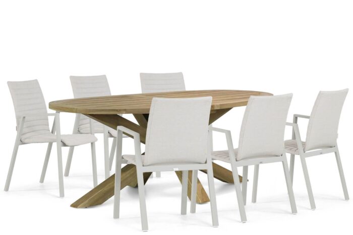 Osmen Joliet/Boston 240 cm dining tuinset 7-delig – Taupe-naturel-bruin
