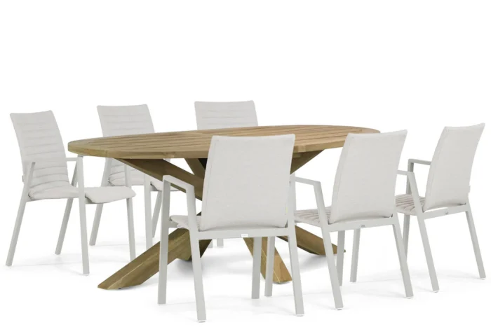 Osmen Joliet/Boston 240 cm dining tuinset 7-delig - Taupe-naturel-bruin