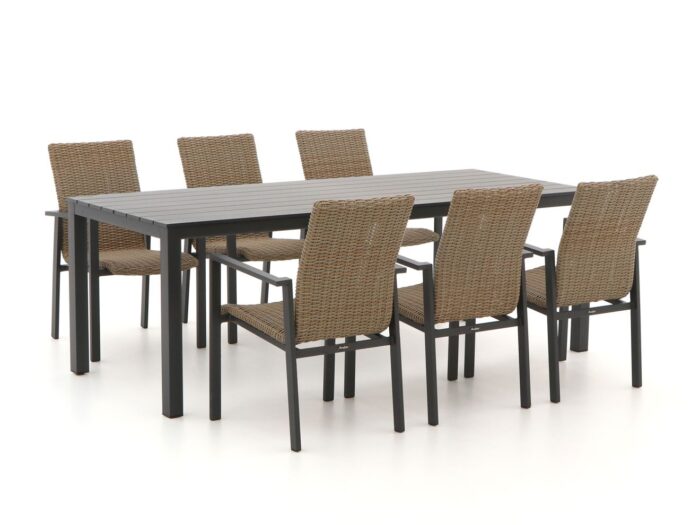 Manifesto Furniture Manifesto Villongo/ROUGH-S 220cm dining tuinset 7-delig stapelbaar Laagste prijsgarantie!