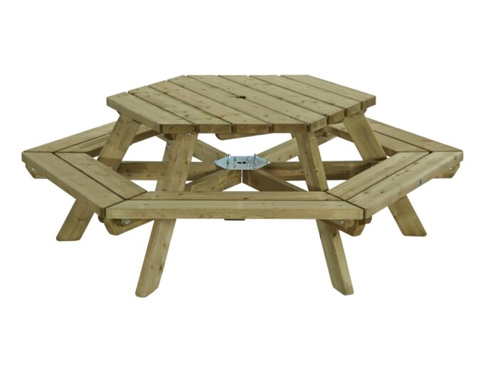 Talen buitenmeubelen Picknicktafel zeshoek – groen
