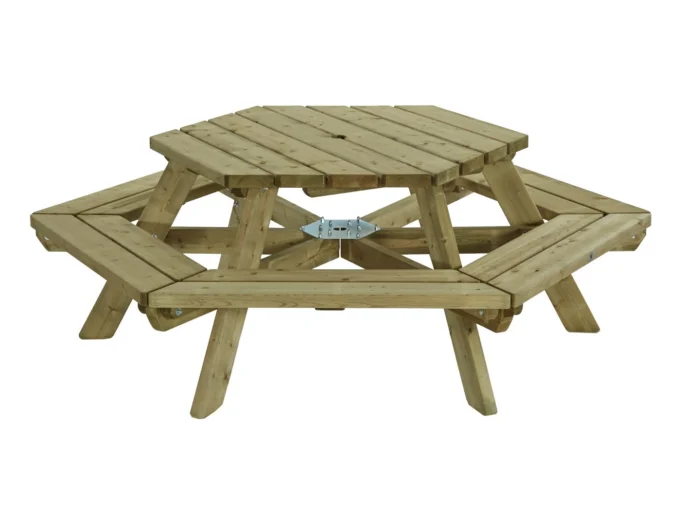 Talen buitenmeubelen Picknicktafel zeshoek - groen