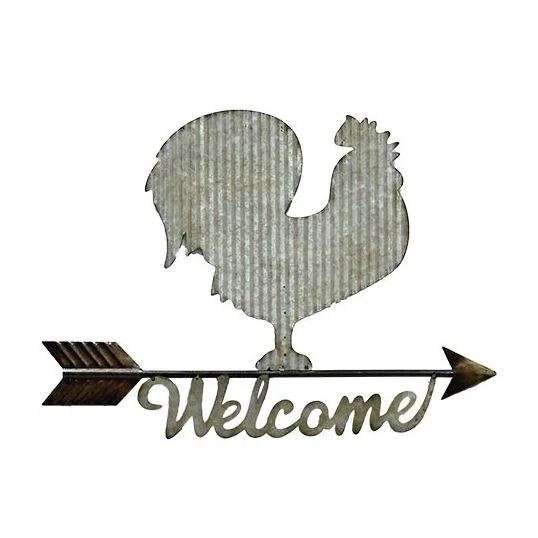 Buitengewoon de boet Wandobject Kip Welcome 48x30 cm - grijs