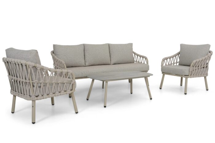Coco Oliva stoel-bank loungeset 4-delig – Zand/Beige